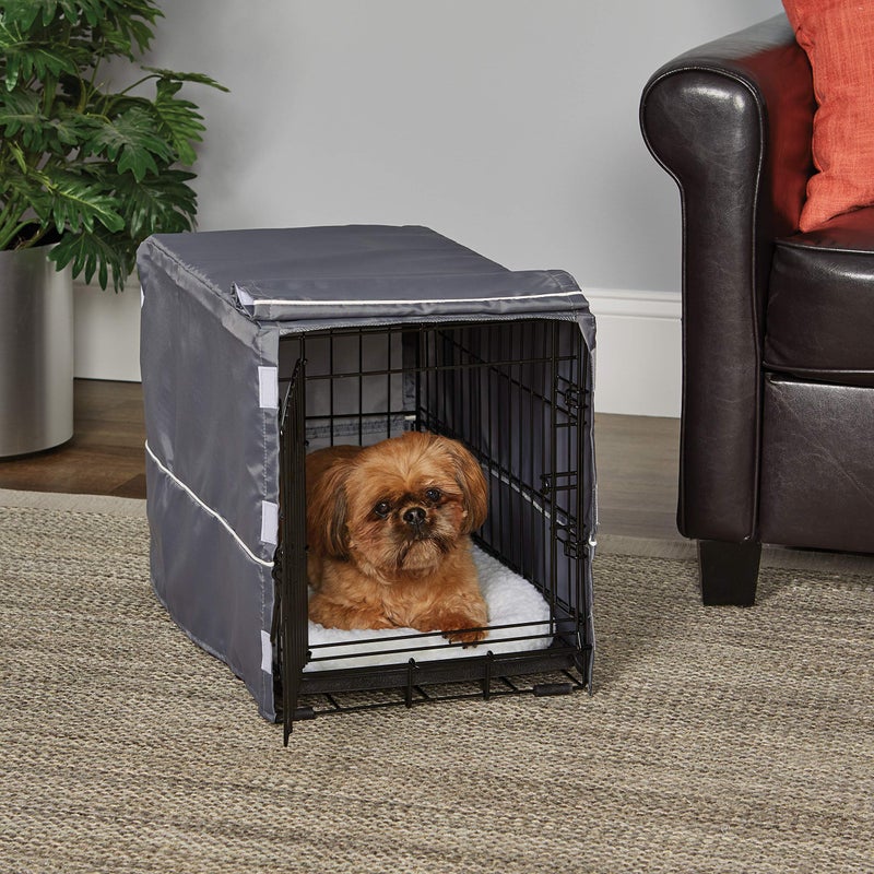 New World XS Dog Crate Cover, Polyester Privacy Kennel Cover Fits Most 22-inch Crates, Light Gray, Machine Washable, Reduces Barking & Chewing - Image 2